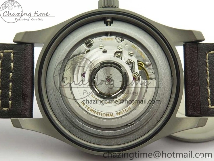 MIROTIME 0328 SmartChoice Mark XVIII IW327006 Titanium M+F 1:1 Best Edition Black Dial on Brown Leather Strap A 7145